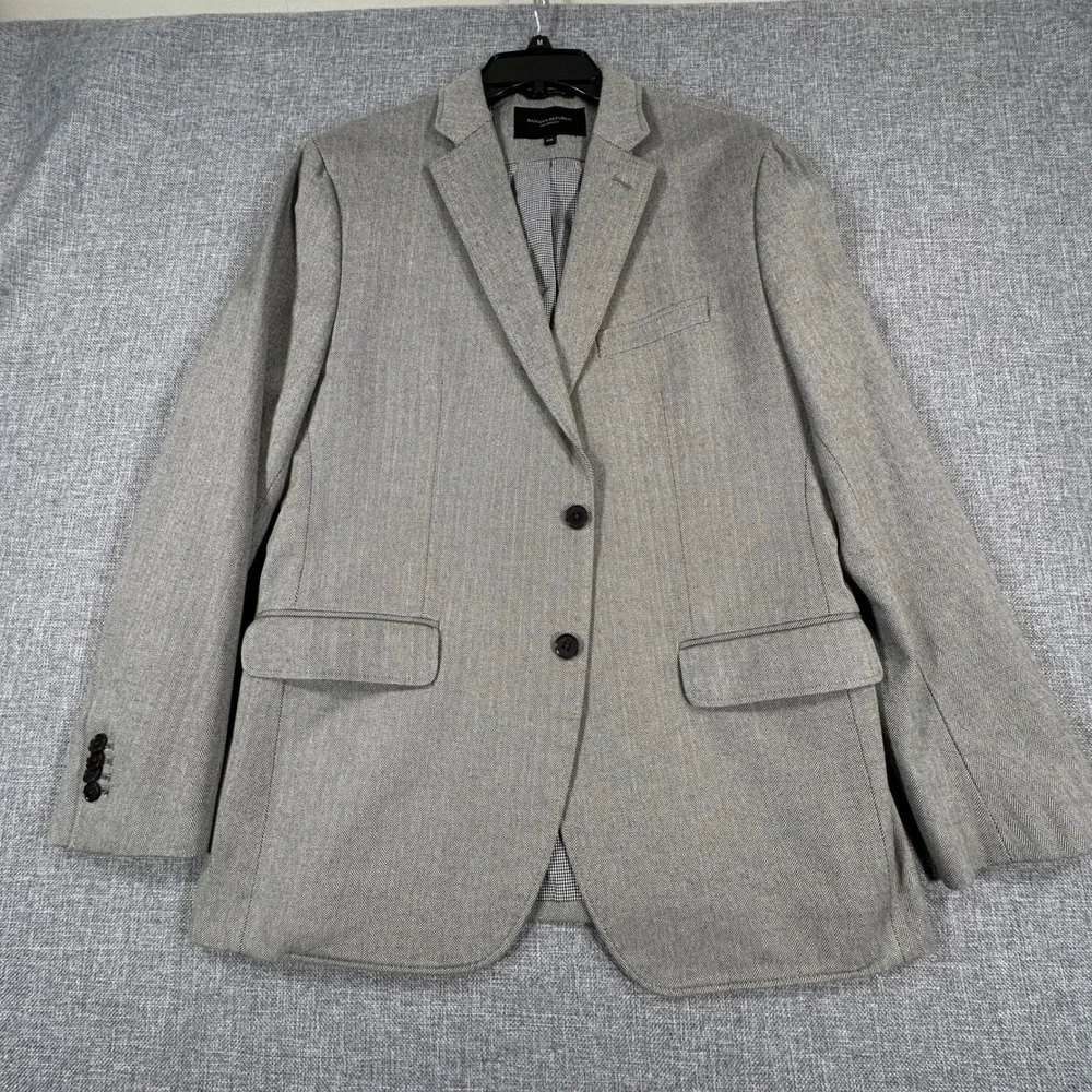 Banana Republic Blazer Mens 42R Gray Herringbone Tailored Fit Cotton Sport Coat